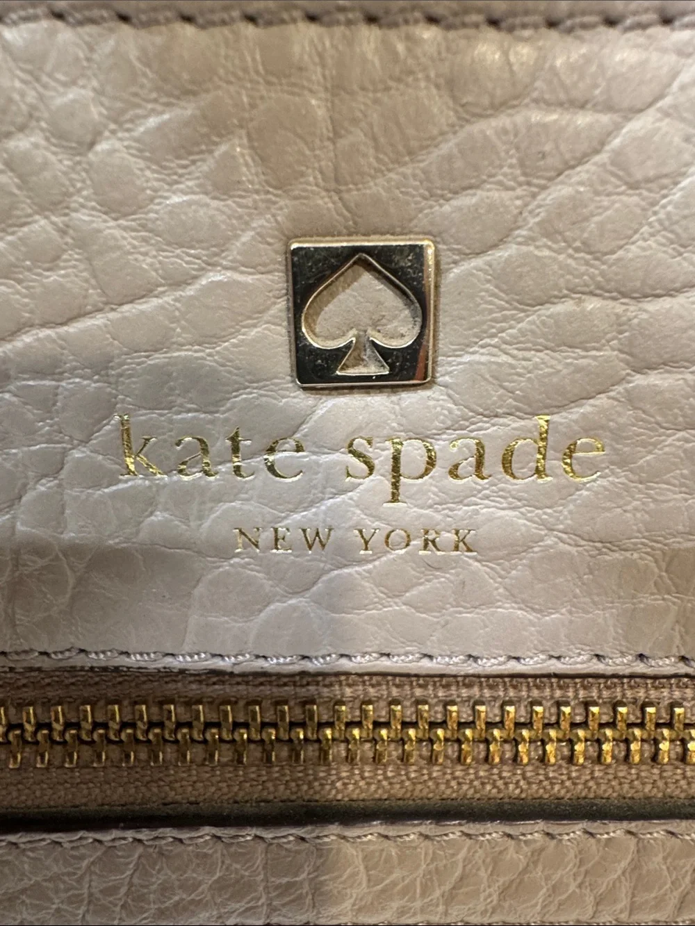 kate spade Taupe Perri Lane Perforated Leather Satchel with Gold Hardware